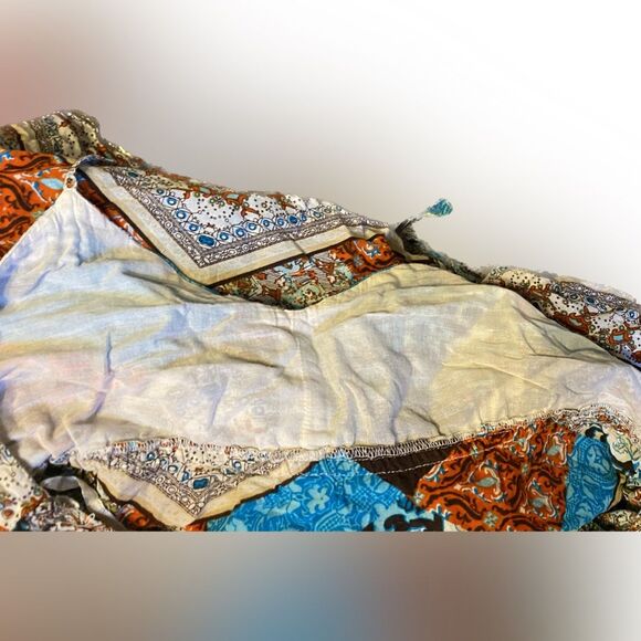 Wet Seal Spaghetti Strap Brown Blue Boho patchwork size XL - Picture 3 of 4